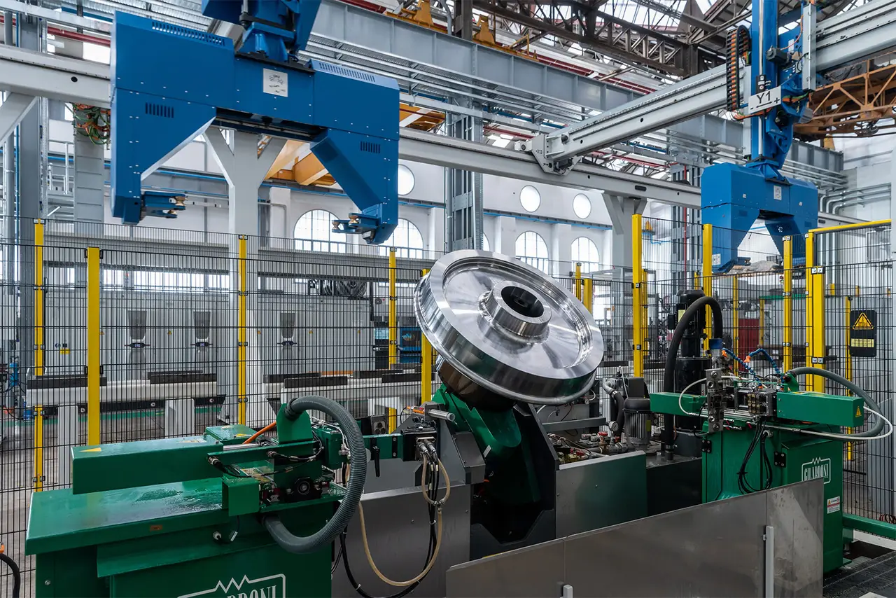 Precision machining equipment in a wheel production plant