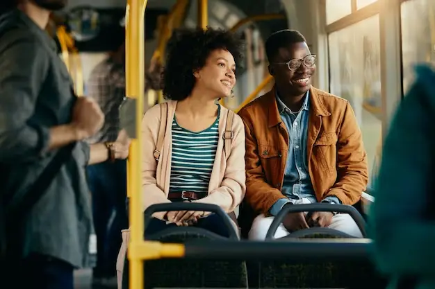 Passengers travelling together on a train